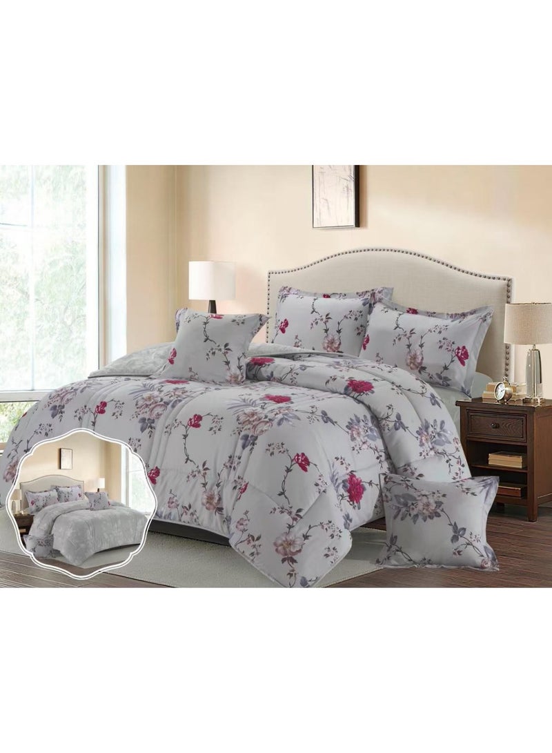 بلو سكاي مفرش سرير نفرين فخم من المايكروفايبر 100% ، غطاء سرير ، قابل للإستخدام على الوجهين، طقم مفارش بحشوة دبل  ، طقم نوم يتكون من 6 قطع ( مفرش بحشوة + شرشف مطاط للمرتبة + واقي مخدة + كيس مخدة + وسادة مربعة + كيس للوسادة المربعة  ) مقاس المفرش 240X260 سم ومقاس المغاط 200x200 سم ( اللون نفس الصورة) - Image 3